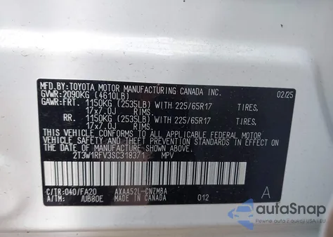 2025 Toyota Rav4 Xle from USA, damaged, VIN 2T3W1RFV3SC318371